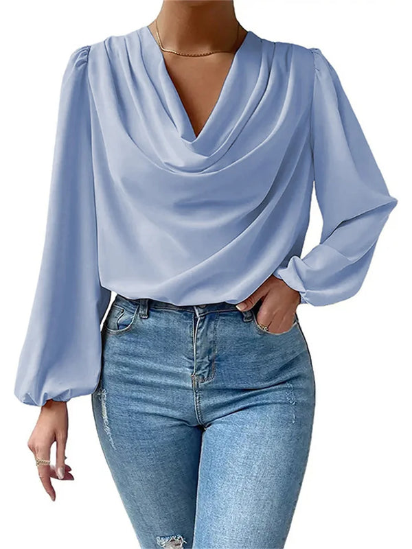 Marissa|  Collar Pleated Long-sleeved Shirt