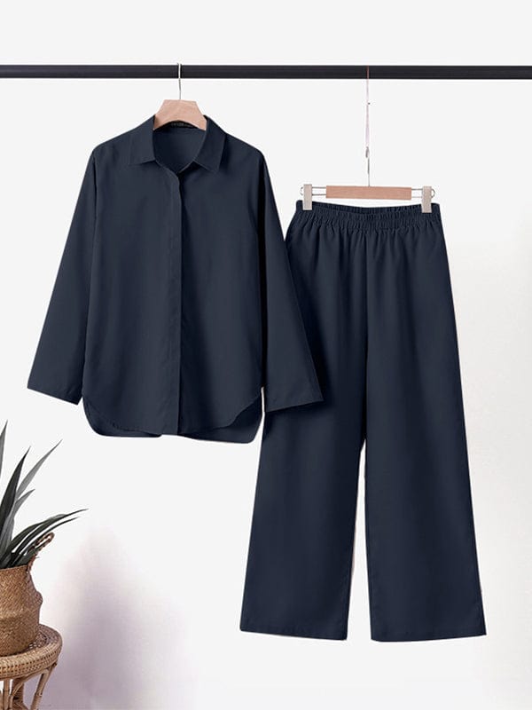2-piece shirt and pant set in cotton and linen