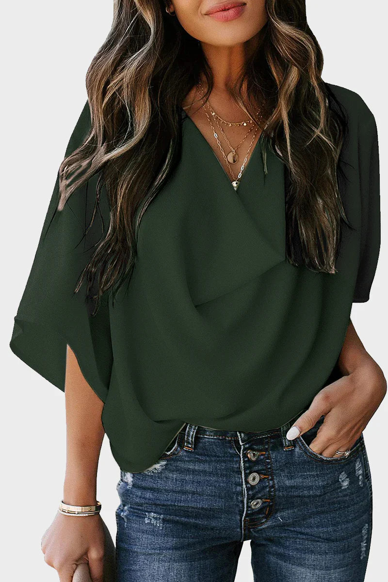 Alma| Casual Solid Patchwork V Neck Tops