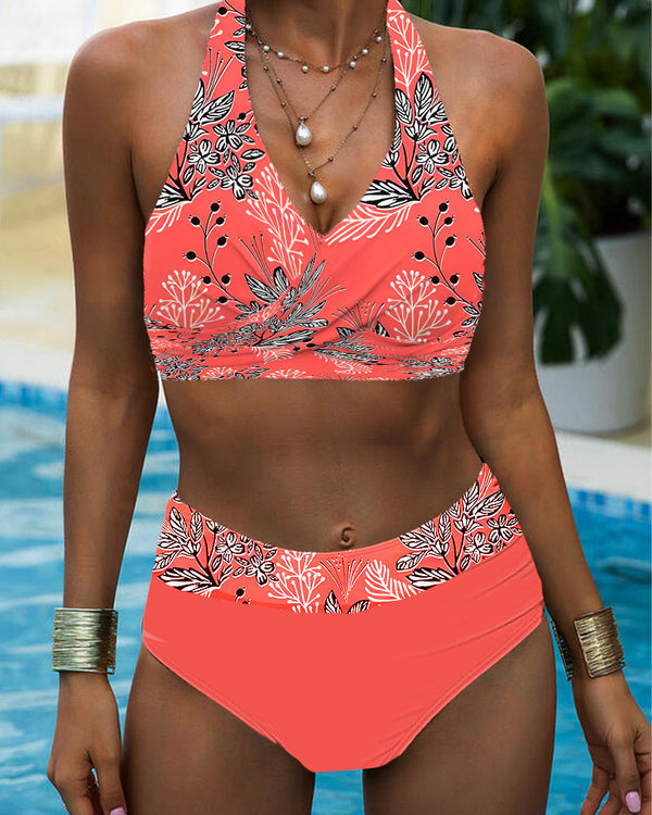 Tyra| Bikini set with halter print