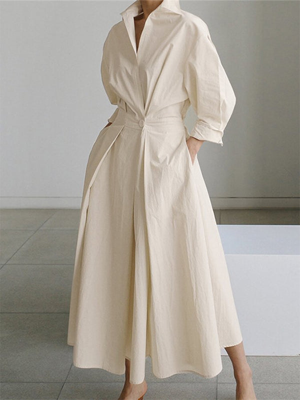 Clau| Plain-colored long-sleeved maxi dress for women
