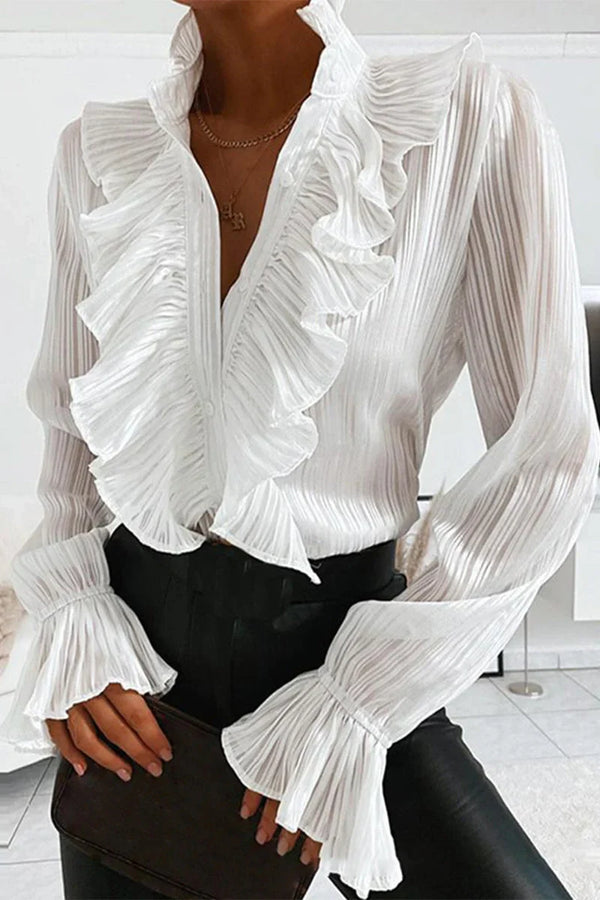 Ava| Sweet Elegant Solid Patchwork Mandarin Collar Tops
