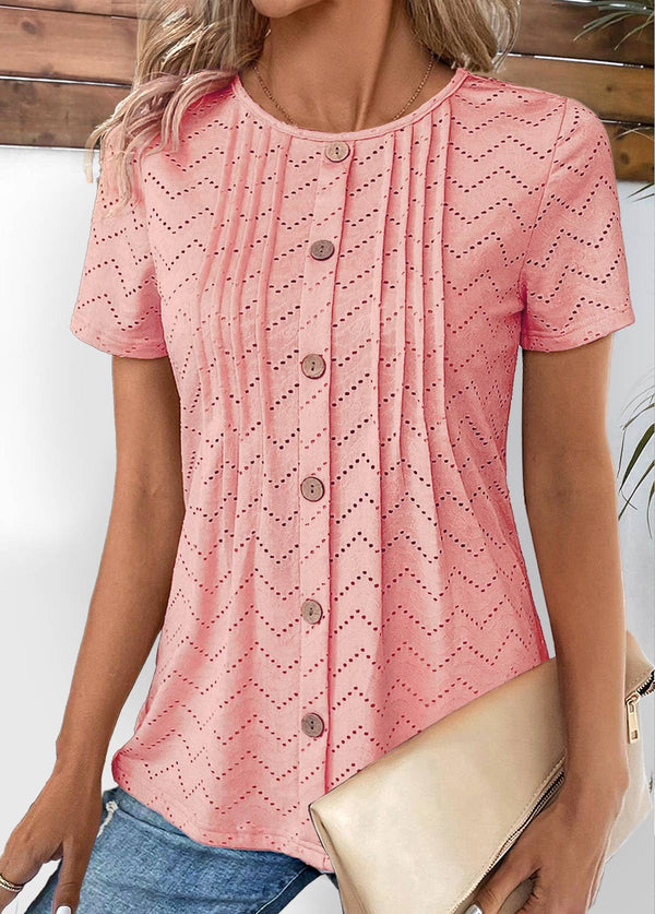 Cassy® | Latest trend Tuck Stitch Short Sleeve Shirt