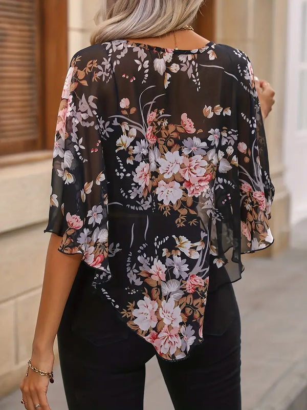 Abby® | Elegant asymmetric blouse with floral print