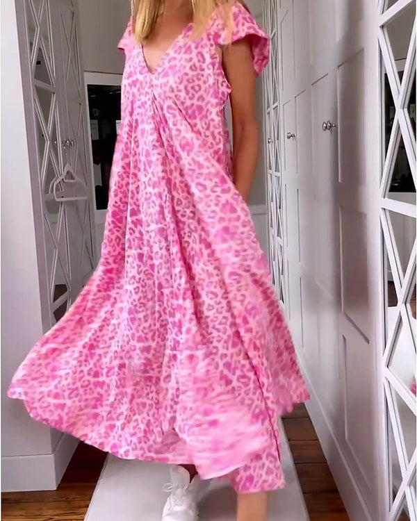 Élodie Lavin® | Long printed dress with V-neckline