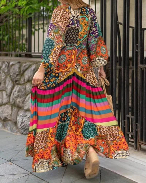 Morgan | Elegant Printed Swing Ethnic Long Dress