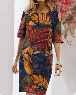 Eveth - Floral Dress with Half Sleeves