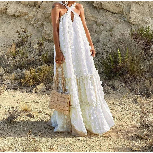 Marisol| New Temperament Elegant Solid Color Dress Hanging Neck Dress