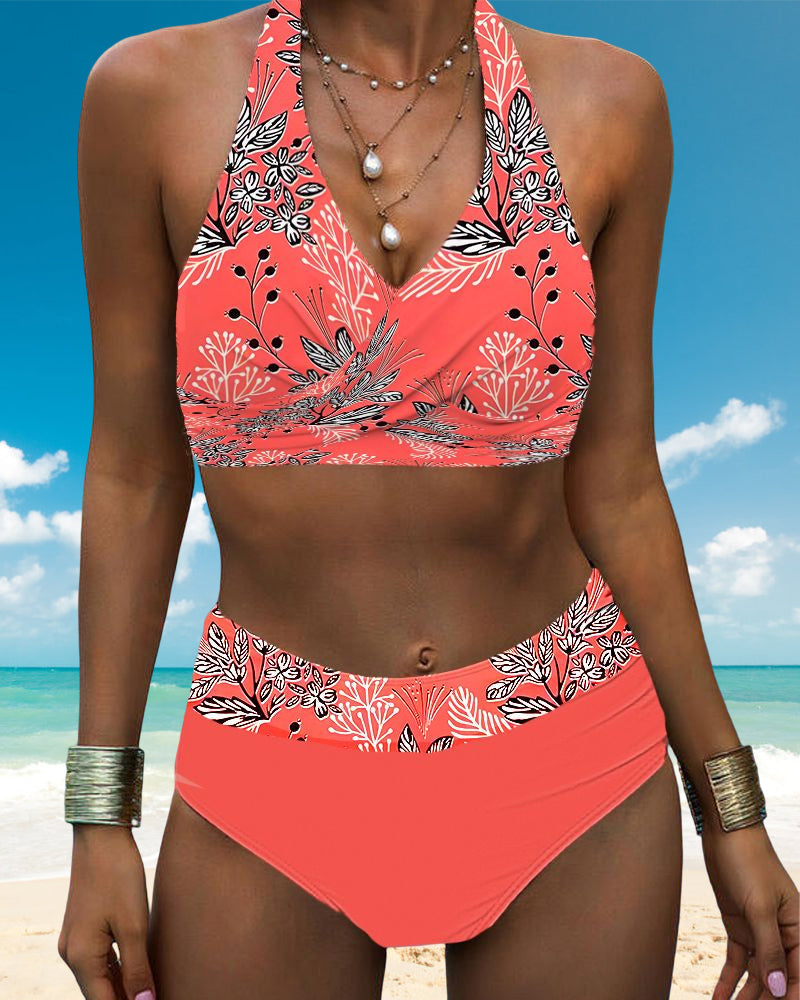 Tyra| Bikini set with halter print