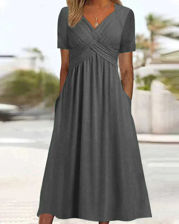 Hildegard® | Single-colored dress with V-neckline