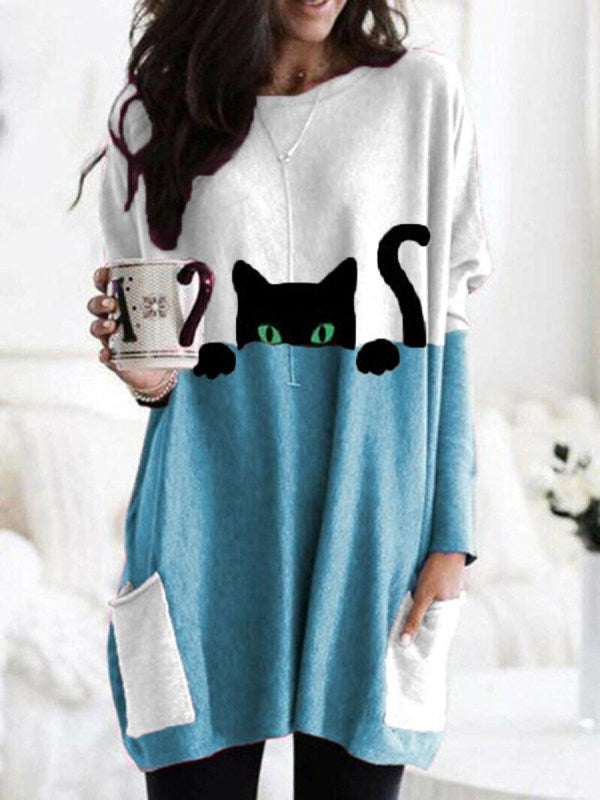 Chantal® | Stylish sweater dress with cat print