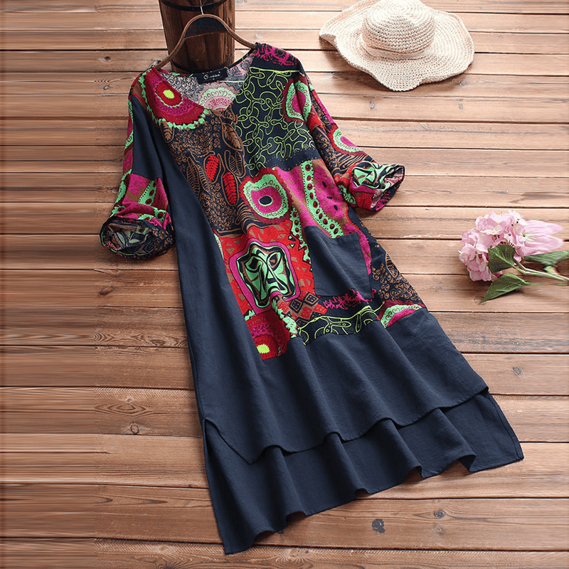 Luna - Elegant Dress with Mandalas Print