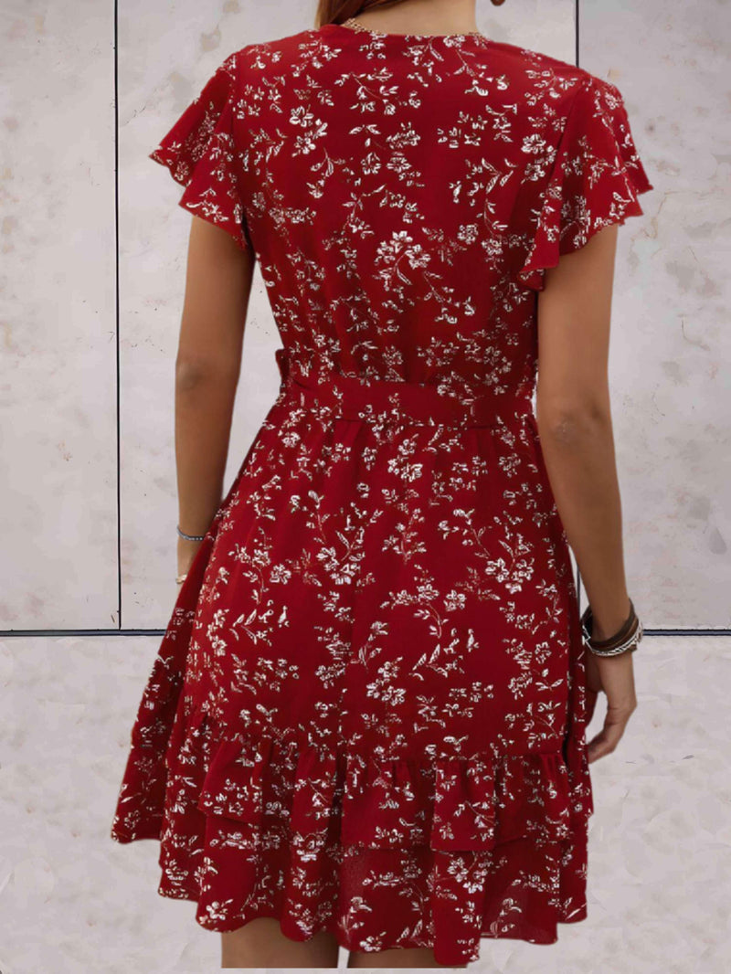 Larissa | Elegant short-sleeved mini dress with waist tie