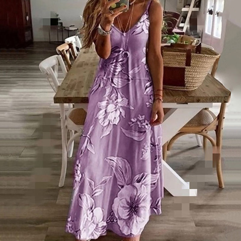 AINO - Flowered dress with V-neckline