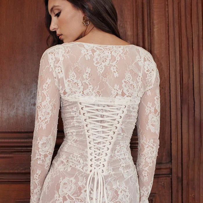Vala - Dress with lacing and lace
