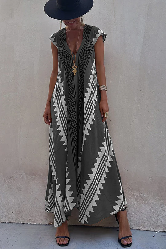 ISA - Maxi beach dress with ethnic print