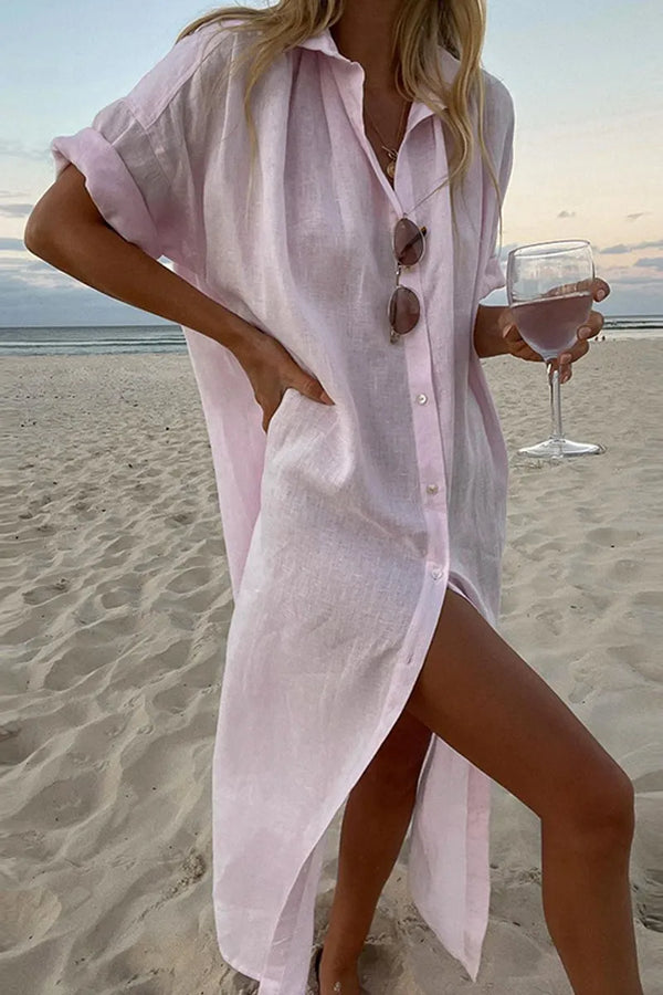 Claire|Women's Shirt Dress Beach Holiday Casual Shirt Collar Dress