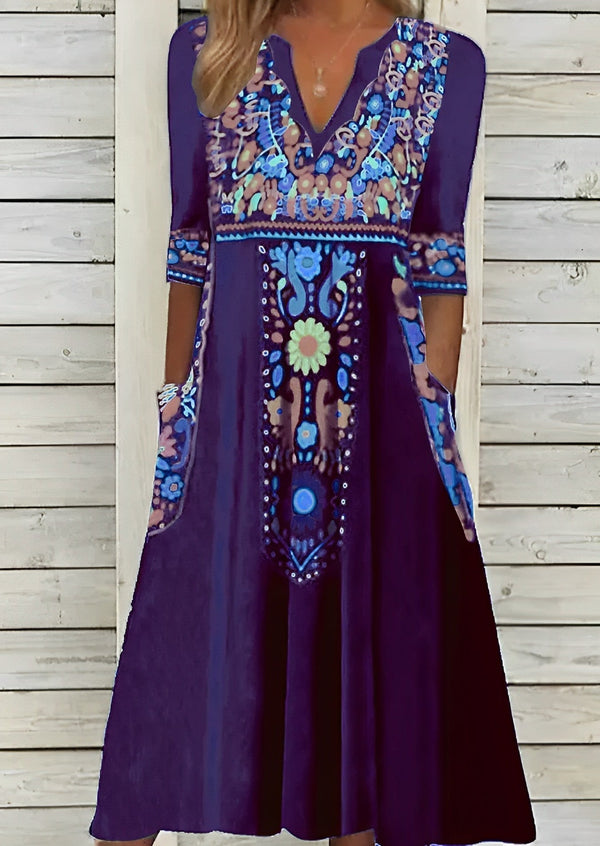 Marie - Fashionable midi floral dress