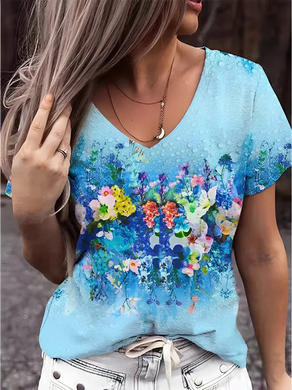 Wendy® | Beautiful shirt with V-neck and floral art print